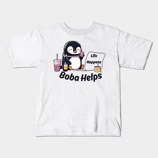 Life happens but boba helps Kids T-Shirt by Artist usha